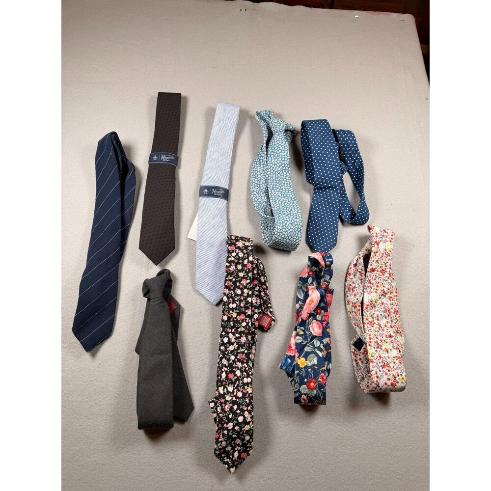 Lot of 9 Penguin Ties 2 Brand new with tags Floral skinny ties